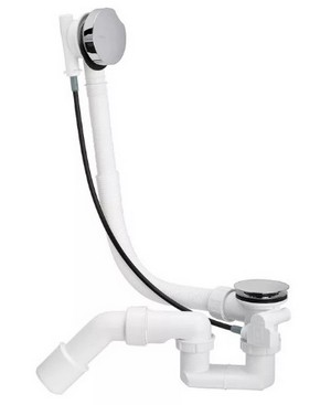 Сифон для ванны ПОЛУАВТОМАТ 11/2"х40/50 с тросом, плоский, пластик Viega 285357