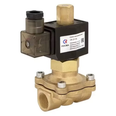 Электромагнитный клапан двухходовой Росма СК-21-15 Ду15 G1/2 220В НО прямого действия латунь/NBR, 00000012956