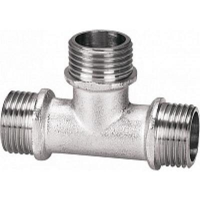 Тройник латунный наружная резьба никелированный Tim