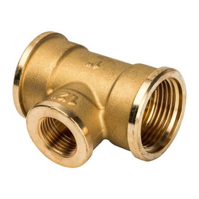 Тройник латунный переходной внутренняя резьба Stout