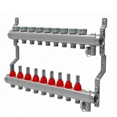 Группа коллекторная для тёплого пола Royal Thermo на 9 выходов с расходометрами RTE 52.109