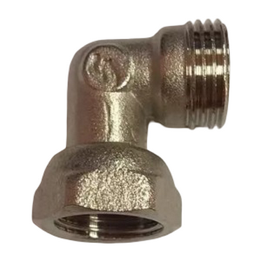 Соединение латунное угловое с НАКИДНОЙ ГАЙКОЙ внутрення/НАРУЖНАЯ резьба ВН 1/2"х1/2" никелированное Rumet БМ00000220290