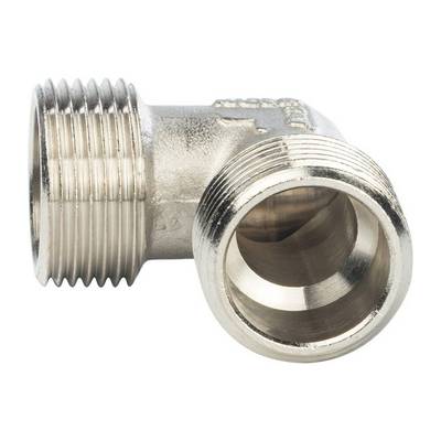 Угол латунный наружная резьба никелированный Stout