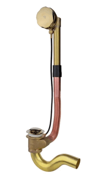 Сифон для ванны ПОЛУАВТОМАТ 11/2"х40 прямоток, с тросом, Латунь Timo 8003gold