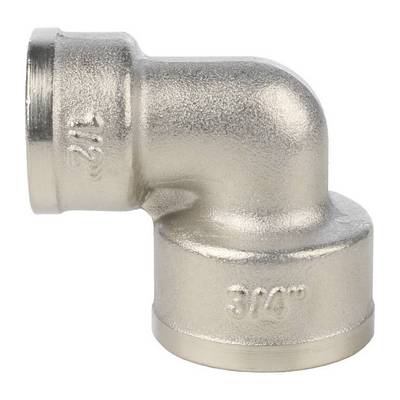 Угол латунный переходной внутренняя резьба никелированный Stout