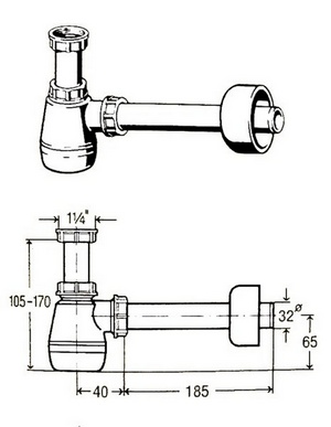 Сифон для биде 11/4"х32 Viega 120 337