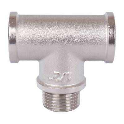 Тройник латунный внутренняя/наружная/внутренняя резьба никелированный Stout