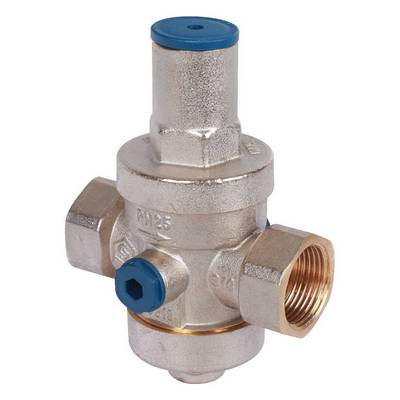 Регулятор давления воды ВВ 3/4" Ру=1-5,5 бар PN25 поршневой с отводом под манометр Никель Stout SVS-1008-000020