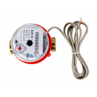 Счётчик для горячей и холодной воды 1/2" импульсный 80 мм со сгонами Декаст ВСКМ-15 02-15-254