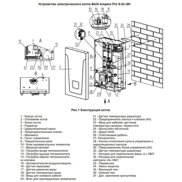 Котёл электрический настенный Baxi Ampera Pro 14 E8403314--
