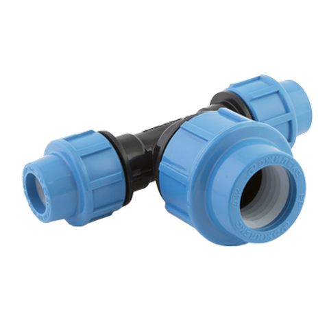 Тройник переходной обжимной пластиковый для труб ПНД Джилекс