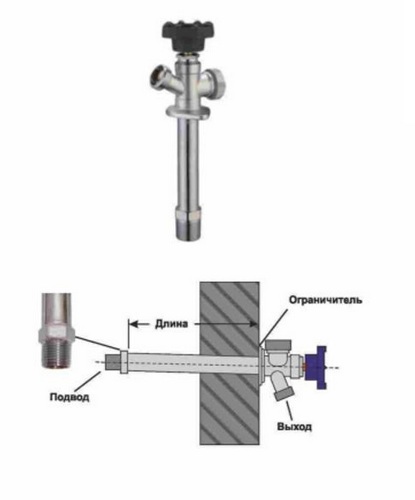 Незамерзающий кран латунный НАР-НАР резьба 1/2"х3/4" хром TIM W-HF