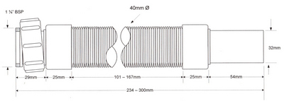 Гофра для сифона 11/4х32 L=234-300 мм McAlpine MRMF1-03