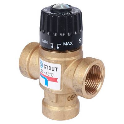 Термостатический клапан с боковым смешением 3/4" ВР Kvs=1,6 м³/час Stout SVM-0110