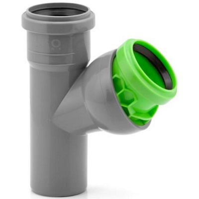 Тройник для внутренней канализации Leo Minor Ø50х50/45°-88 с регулируемым углом TN5 (серый)