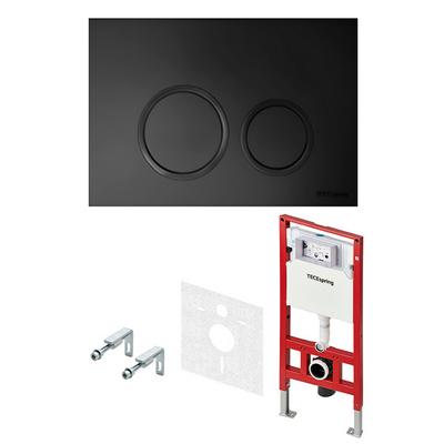 Инсталляция для унитаза Tece TECEspring Base 4 в 1 с панелью смыва TECEspring R Чёрная матовая S401104