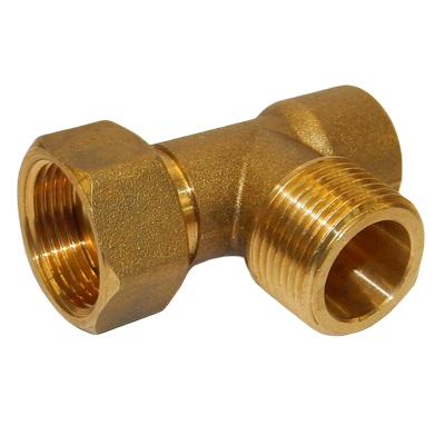 Тройник латунный с накидной гайкой внутренняя/наружная/внутренняя резьба Rumet