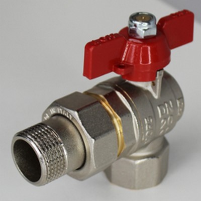 Кран шаровой с американкой 1/2" угловой бабочка Никель Elsen EV12.5201