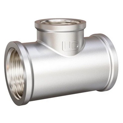 Тройник латунный переходной с внутренней резьбой никелированный LD Pride