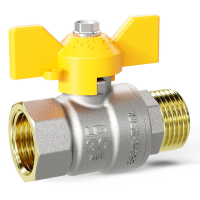 LD Pride Кран шар. ГАЗ вн.-НАР. 3/4" бабочка Никель