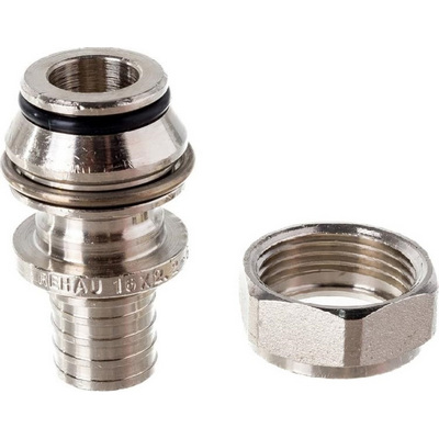 Переходник с накидной гайкой (евроконус) для труб из сшитого полиэтилена Рехау Rautitan никель