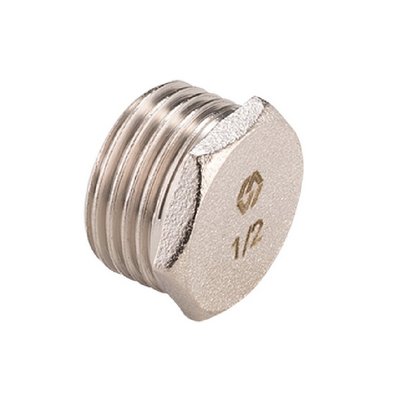 Заглушка (пробка) латунная с наружной резьбой никелированная MVI