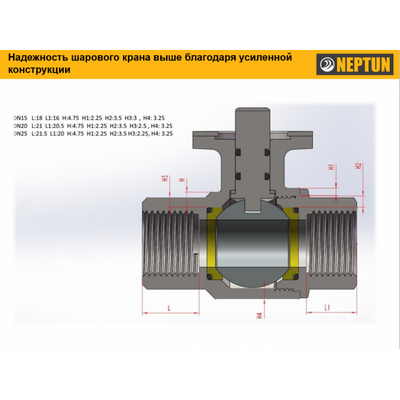 Кран шаровой с электроприводом Profi 220В 1" Neptun (Нептун) 2205800
