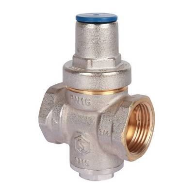 Регулятор давления воды ВВ 3/4" Ру=1-5,5 бар PN16 поршневой без отвода под манометр Никель Stout SVS-1009-000020