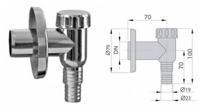 Сифон для стиральных машин под штукатурку Ø22x50 MCH (МЧ) M0408