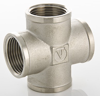 Крестовина латунная внутренняя резьба никелированная Valtec