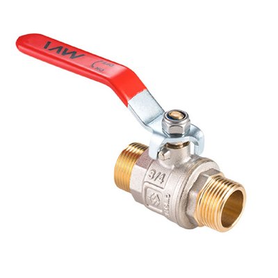 Кран шаровой латунный НАР-НАР резьба, ручка-рычаг, никель MVI Premium