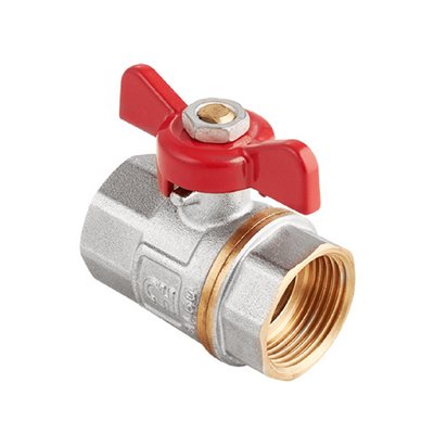 Кран шаровой латунный вн-вн резьба, ручка-бабочка, никель MVI AquaHit