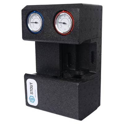 Насосная группа с 4-ходовым термостатическим клапаном Ду20 в теплоизоляции (без насоса) Stout SDG-0002-002001