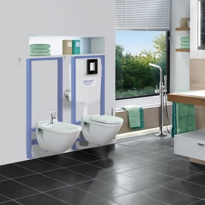 Инсталляция для унитаза Grohe Rapid SL 38772001 3 в 1 с квадратной кнопкой Skate Cosmopolitan Хром