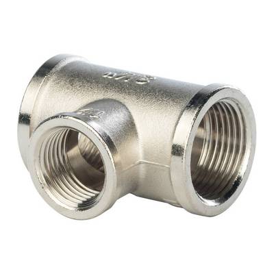 Тройник латунный переходной внутренняя резьба никелированный Stout