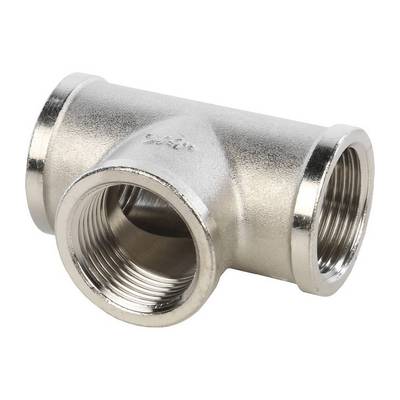 Тройник латунный внутренняя резьба никелированный Stout