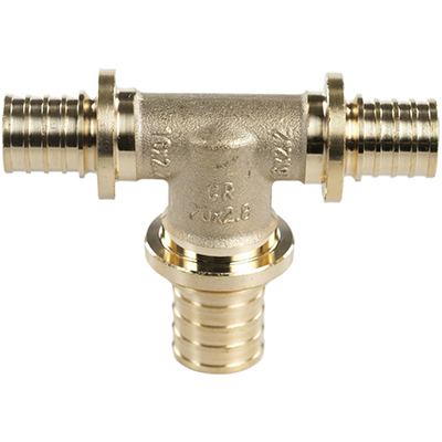 Тройник переходной для труб из сшитого полиэтилена Рехау Rautitan MX DZR латунь