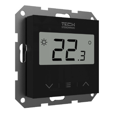 Терморегулятор ПРОВОДНОЙ двухпоз. F-2z v1 чёрный непрограм. Tech серия 5/10 встр. датчик