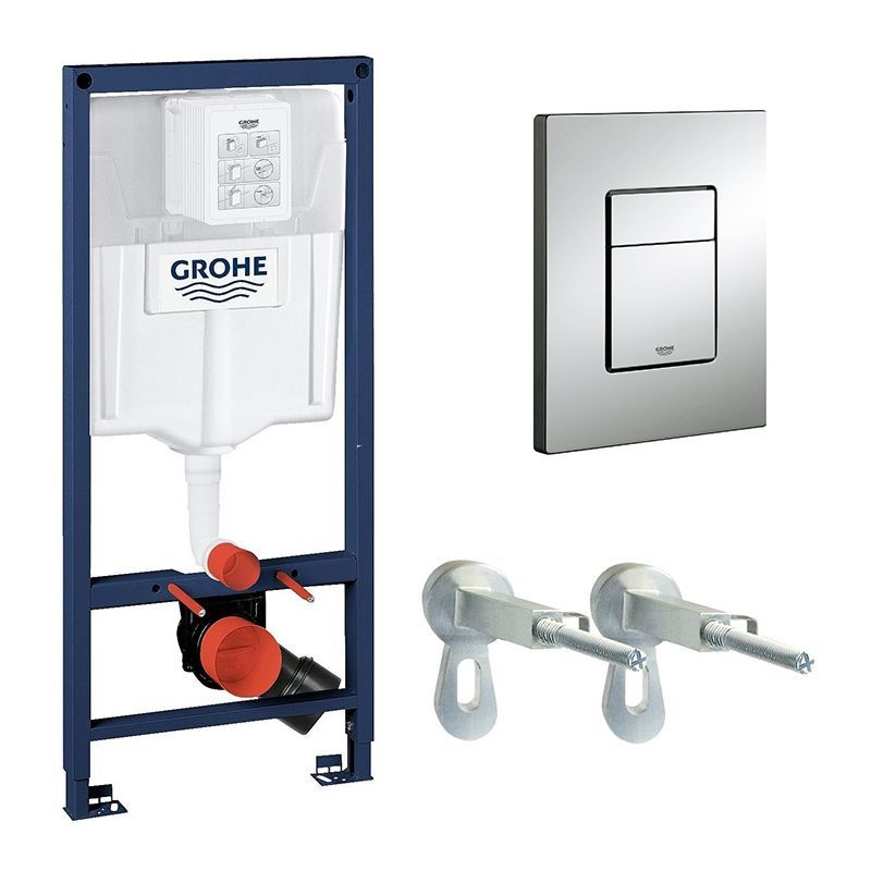 Инсталляция для унитаза Grohe Rapid SL 38772001 3 в 1 с квадратной кнопкой Skate Cosmopolitan Хром
