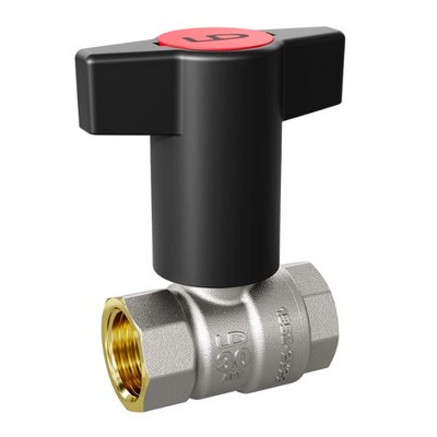 Кран шаровой латунный вн-вн резьба 3/4", Т-рукоятка синяя + красная, никель LD Pride LD47.340.20RB