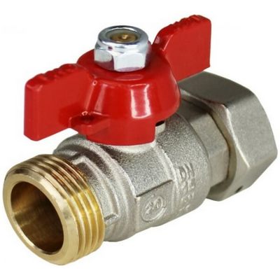 Кран шаровой латунный НАР резьба-НГ, ручка-бабочка, никель Elsen