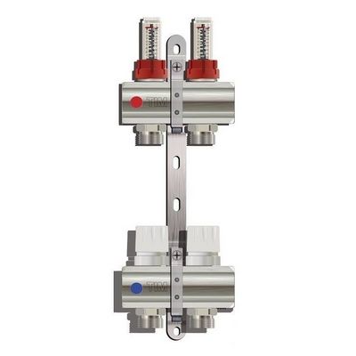 Коллекторная группа для тёплого пола Tim на 2 выхода латунная с расходомерами KD002