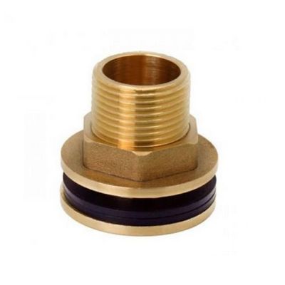 Врезка латунная наружная резьба с фланцем для резервуара с левой резьбой Tim