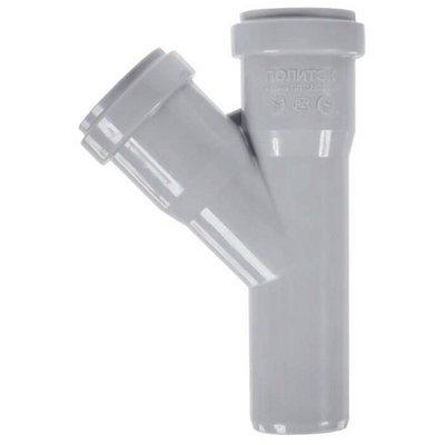 Тройник для внутренней канализации Ø40х40/45° серый Политэк 204045Политэк