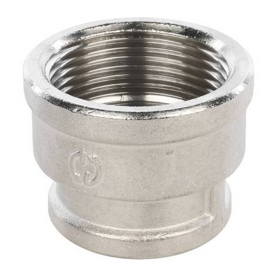 Муфта латунная переходная внутренняя резьба никелированная Stout