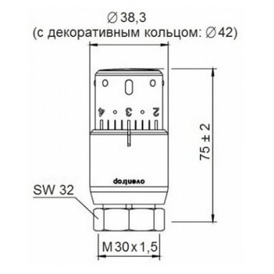Головка термостатическая (термоголовка) M30x1,5 хромированная Oventrop Uni SH 1012065