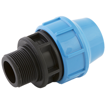 Соединение обжимное пластиковое для труб ПНД с наружной резьбой Джилекс