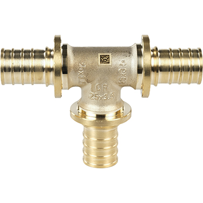 Тройник равнопроходной для труб из сшитого полиэтилена Рехау Rautitan MX DZR латунь