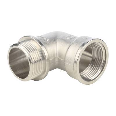 Угол латунный внутренняя/наружная резьба с упором никелированный Stout