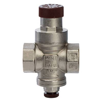 Регулятор давления воды ВВ 3/4" Ру=1-4 бар PN16 поршневой с отводом под манометр Никель Stout SVS-0010-000020